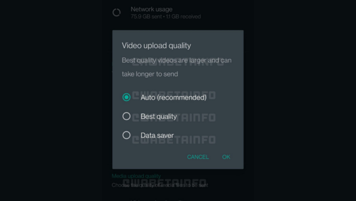 WhatsApp Video Quality selection