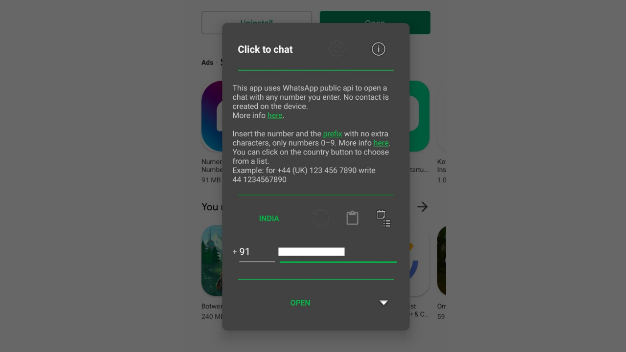 WhatsApp message without saving contact