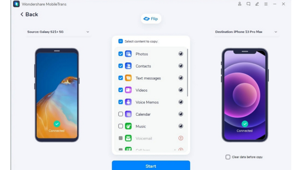 Wondershare MobileTrans on iOS