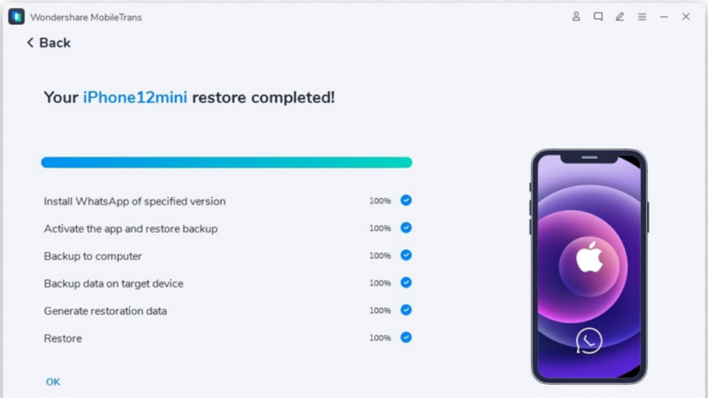 Wondershare MobileTrans restore