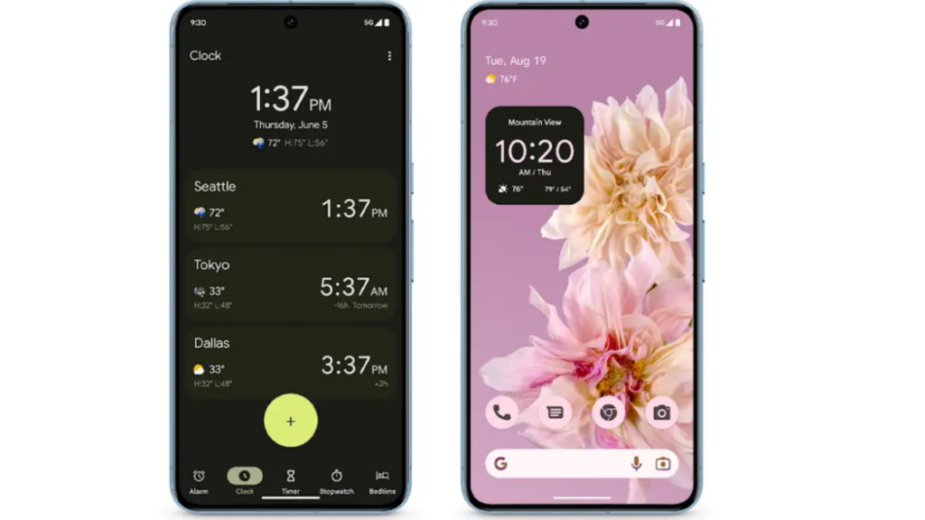 Pixel Weather in the Clock App