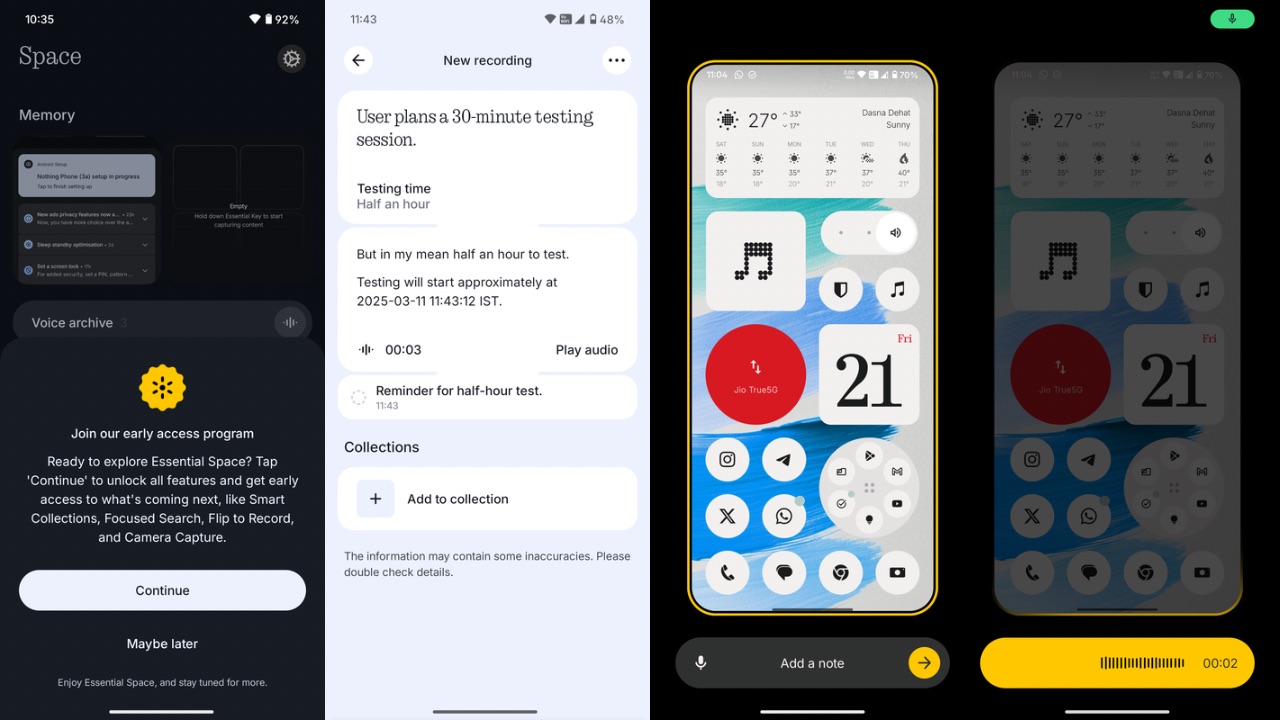 Nothing Phone (3a) essential space