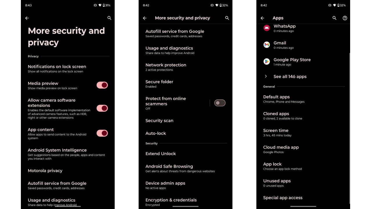 moto edge 60 fusion security settings