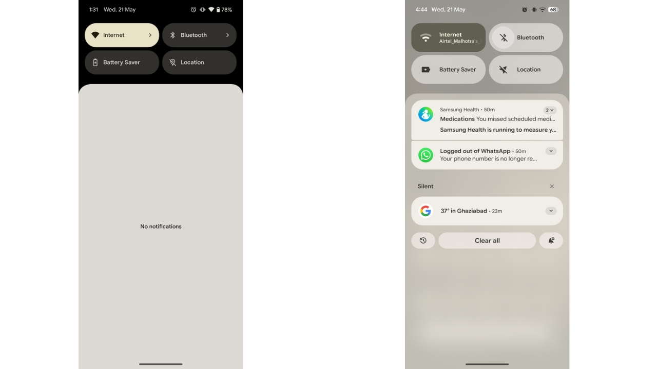 Android 16 QPR1 Notification Shade