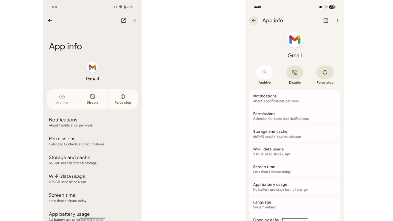 Android 16 QPR1 app info page