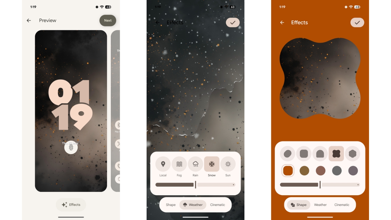 Android 16 QPR1 lock screen effects