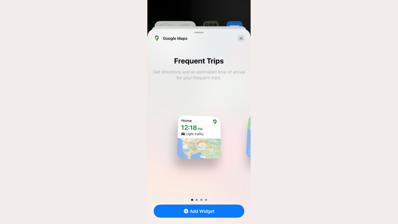 Frequent Trips Widget from Google Maps