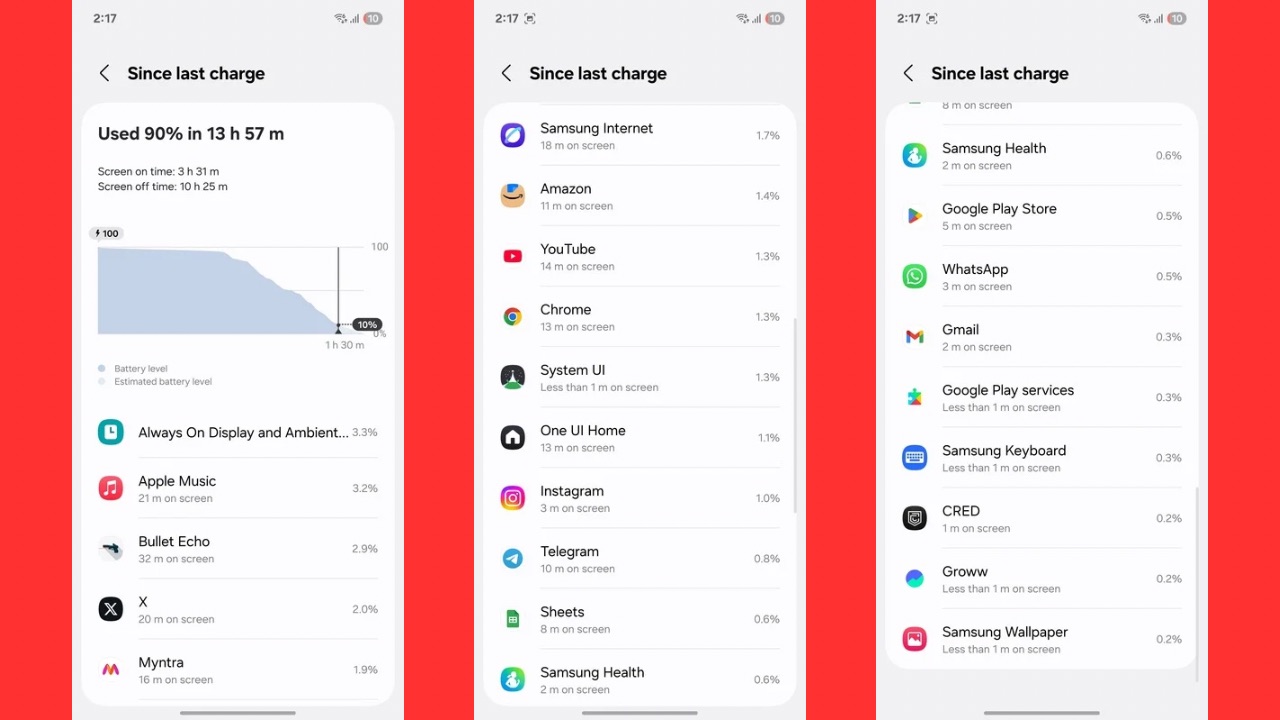 Samsung Galaxy S25 edge battery cycle 2