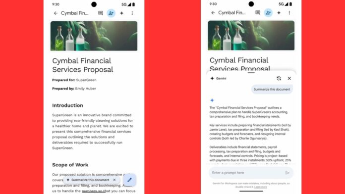 Gemini in Google Docs on Android