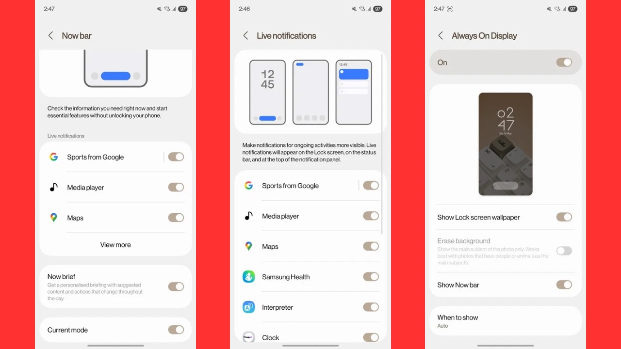 Samsung Galaxy S25 Edge Now Bar