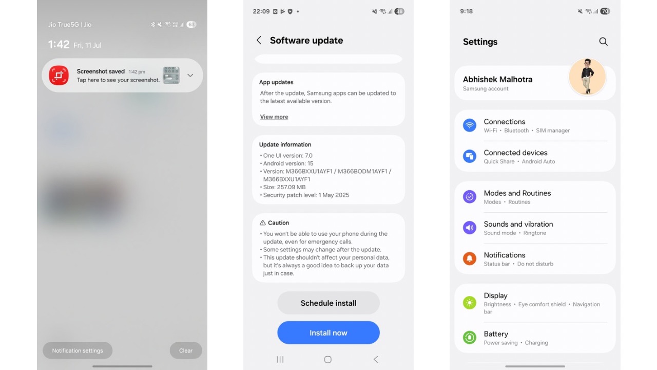 Galaxy M36 5G settings
