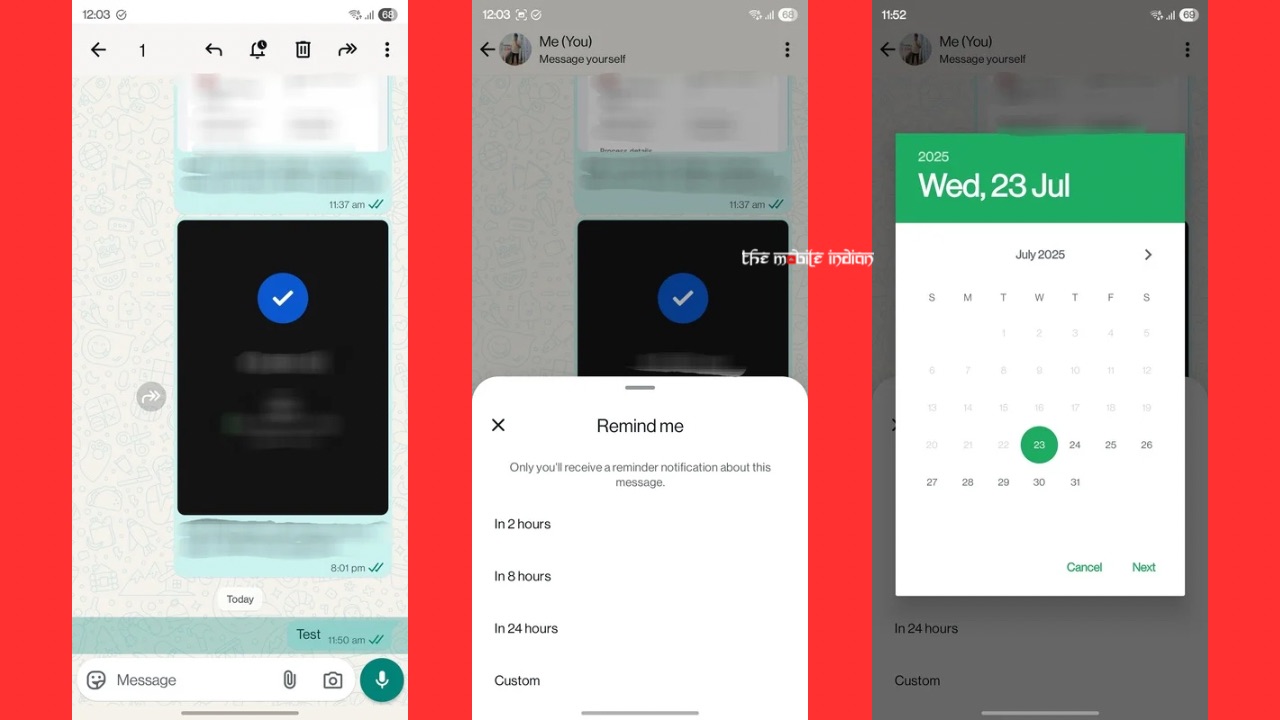 WhatsApp remind me feature