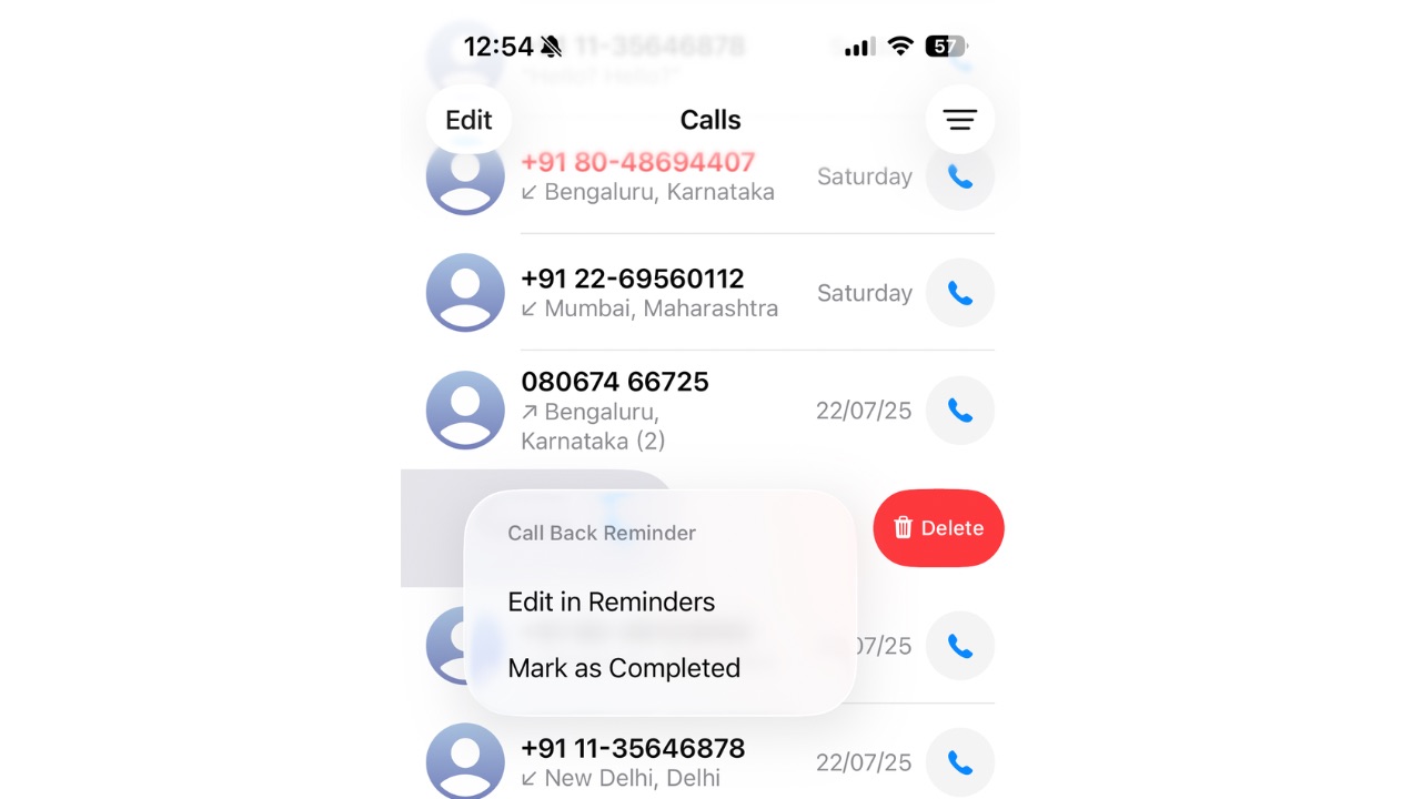 Call reminders in iOS 26 step 5